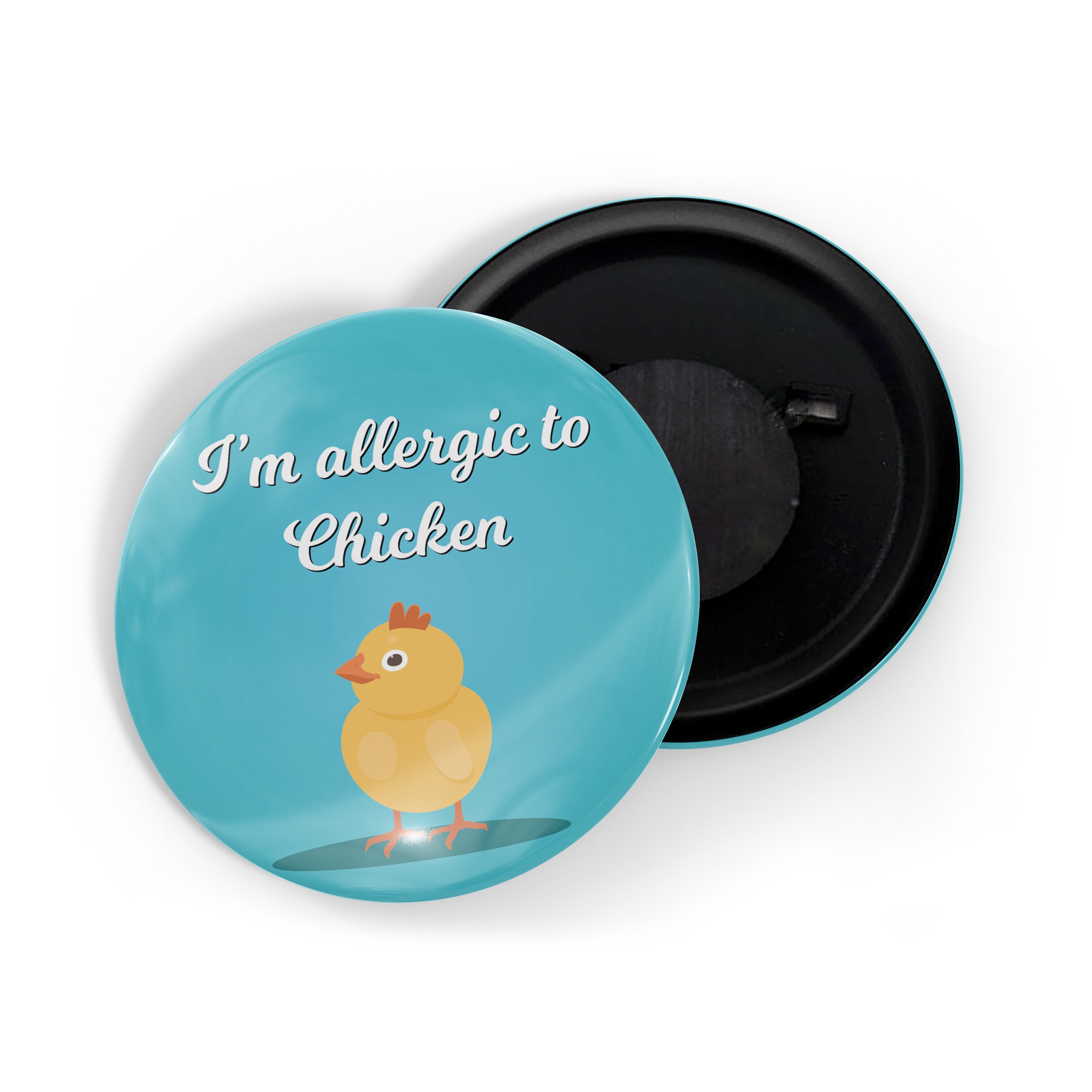 dhcrafts Fridge Magnet Blue I'm Allergic To Chicken Glossy Finish Design Pack of 1 (58mm)